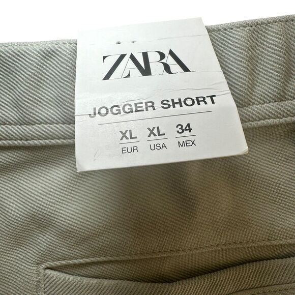 Zara Man Jogger Chino Shorts Men Size XL Light Green Normcore Causal Preppy NEW - Picture 4 of 6